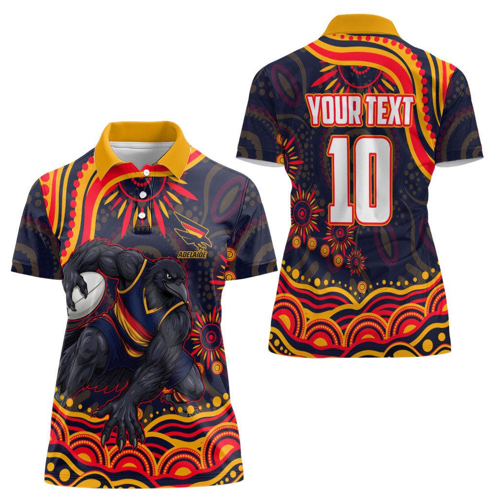 Personalized Adelaide Crows AFL Mascot Women Polo Shirt Aboriginal Dot Art - Dreamtime Football Mascot
