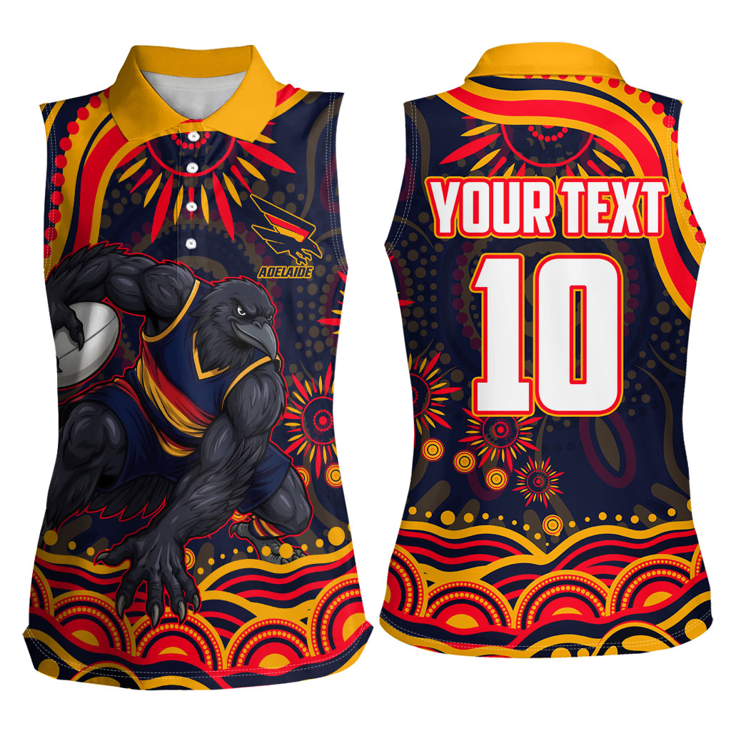 Personalized Adelaide Crows AFL Mascot Women Sleeveless Polo Shirt Aboriginal Dot Art - Dreamtime Football Mascot