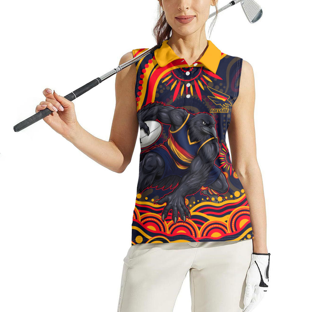Personalized Adelaide Crows AFL Mascot Women Sleeveless Polo Shirt Aboriginal Dot Art - Dreamtime Football Mascot