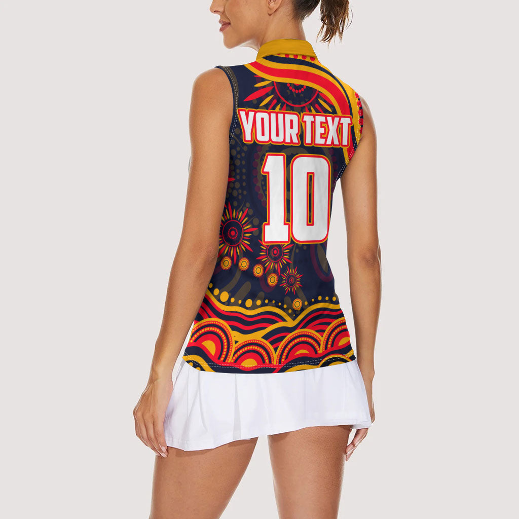 Personalized Adelaide Crows AFL Mascot Women Sleeveless Polo Shirt Aboriginal Dot Art - Dreamtime Football Mascot