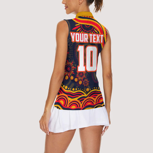 Personalized Adelaide Crows AFL Mascot Women Sleeveless Polo Shirt Aboriginal Dot Art - Dreamtime Football Mascot