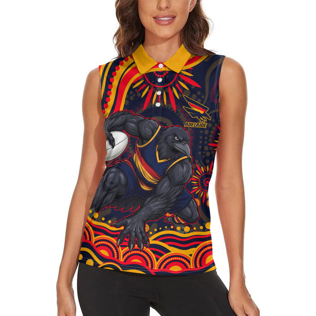 Personalized Adelaide Crows AFL Mascot Women Sleeveless Polo Shirt Aboriginal Dot Art - Dreamtime Football Mascot