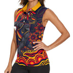Personalized Adelaide Crows AFL Mascot Women Sleeveless Polo Shirt Aboriginal Dot Art - Dreamtime Football Mascot