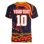 Personalized Adelaide Crows AFL Mascot Women V-Neck T-Shirt Aboriginal Dot Art - Dreamtime Football Mascot