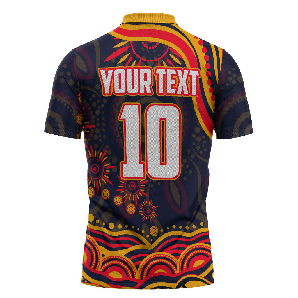 Personalized Adelaide Crows AFL Mascot Zipper Polo Shirt Aboriginal Dot Art - Dreamtime Football Mascot