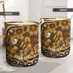 Personalized Hawthorn Hawks AFL Mascot Laundry Basket Aboriginal Dot Art - Dreamtime Football Mascot