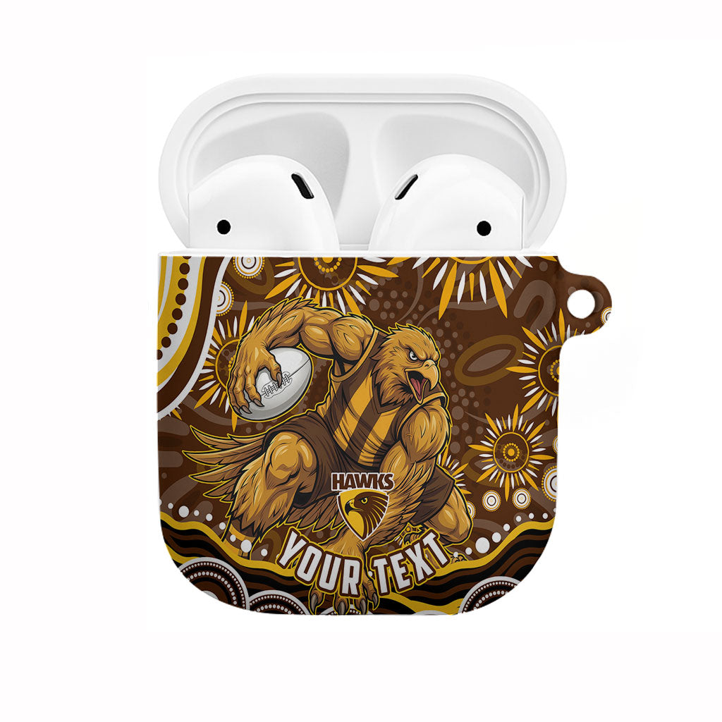 Personalized Hawthorn Hawks AFL Mascot AirPods Case Aboriginal Dot Art - Dreamtime Football Mascot