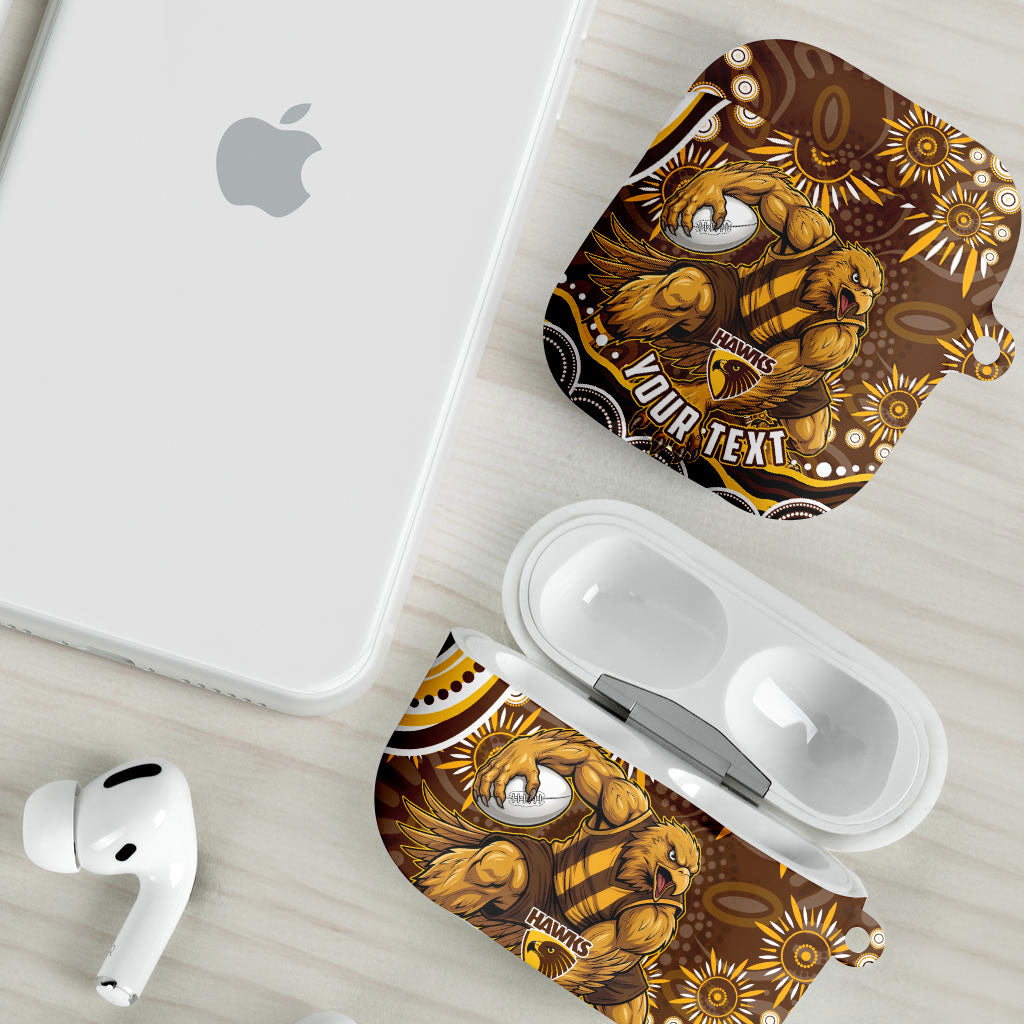 Personalized Hawthorn Hawks AFL Mascot AirPods Case Aboriginal Dot Art - Dreamtime Football Mascot