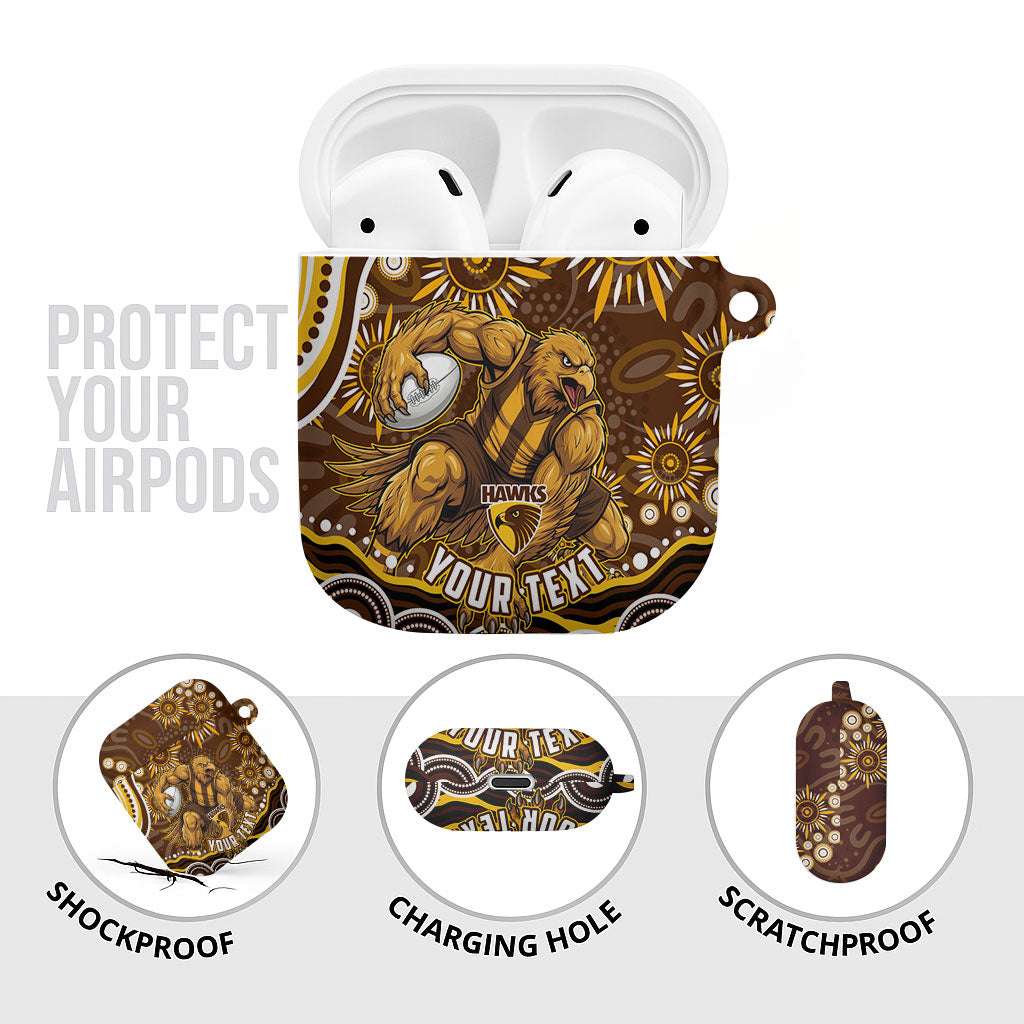 Personalized Hawthorn Hawks AFL Mascot AirPods Case Aboriginal Dot Art - Dreamtime Football Mascot