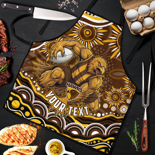 Personalized Hawthorn Hawks AFL Mascot Apron Aboriginal Dot Art - Dreamtime Football Mascot