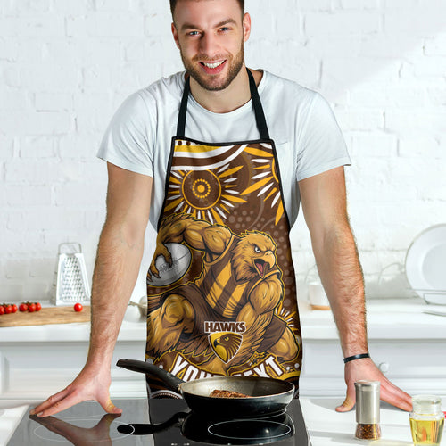 Personalized Hawthorn Hawks AFL Mascot Apron Aboriginal Dot Art - Dreamtime Football Mascot