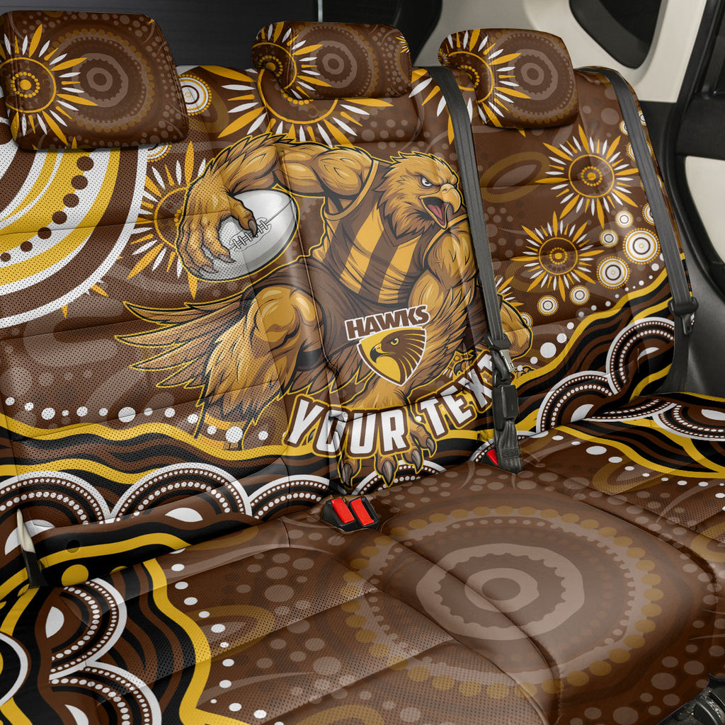 Personalized Hawthorn Hawks AFL Mascot Back Car Seat Cover Aboriginal Dot Art - Dreamtime Football Mascot