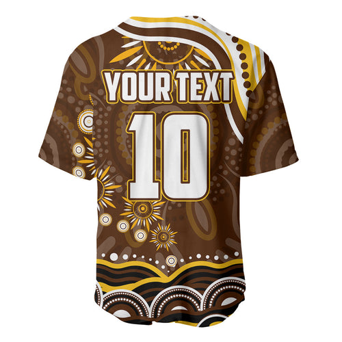 Personalized Hawthorn Hawks AFL Mascot Baseball Jersey Aboriginal Dot Art - Dreamtime Football Mascot