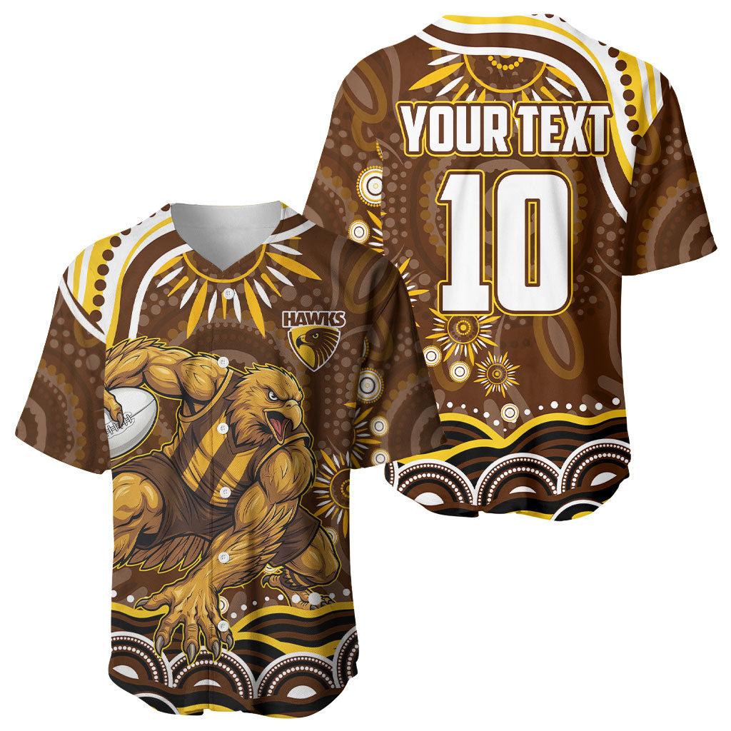 Personalized Hawthorn Hawks AFL Mascot Baseball Jersey Aboriginal Dot Art - Dreamtime Football Mascot