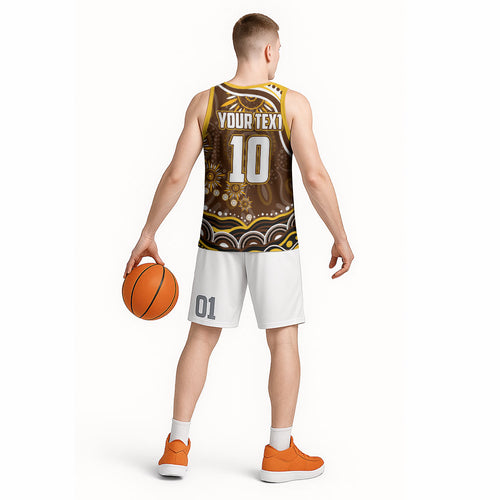 Personalized Hawthorn Hawks AFL Mascot Basketball Jersey Aboriginal Dot Art - Dreamtime Football Mascot