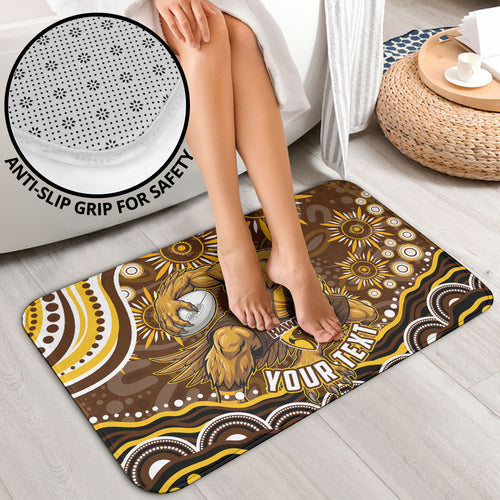 Personalized Hawthorn Hawks AFL Mascot Bathroom Set Aboriginal Dot Art - Dreamtime Football Mascot