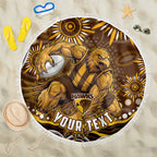 Personalized Hawthorn Hawks AFL Mascot Beach Blanket Aboriginal Dot Art - Dreamtime Football Mascot