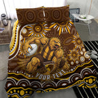 Personalized Hawthorn Hawks AFL Mascot Bedding Set Aboriginal Dot Art - Dreamtime Football Mascot