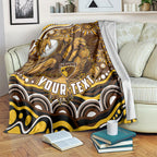Personalized Hawthorn Hawks AFL Mascot Blanket Aboriginal Dot Art - Dreamtime Football Mascot