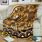 Personalized Hawthorn Hawks AFL Mascot Blanket Aboriginal Dot Art - Dreamtime Football Mascot