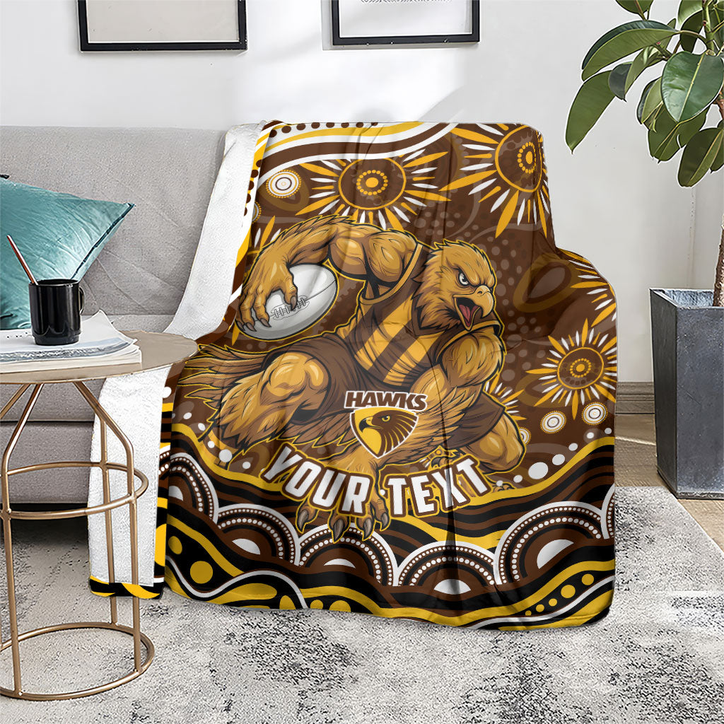 Personalized Hawthorn Hawks AFL Mascot Blanket Aboriginal Dot Art - Dreamtime Football Mascot