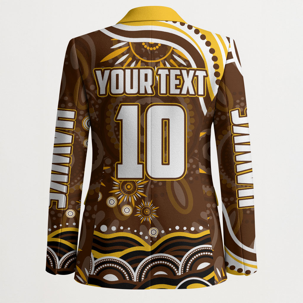 Personalized Hawthorn Hawks AFL Mascot Blazer Aboriginal Dot Art - Dreamtime Football Mascot