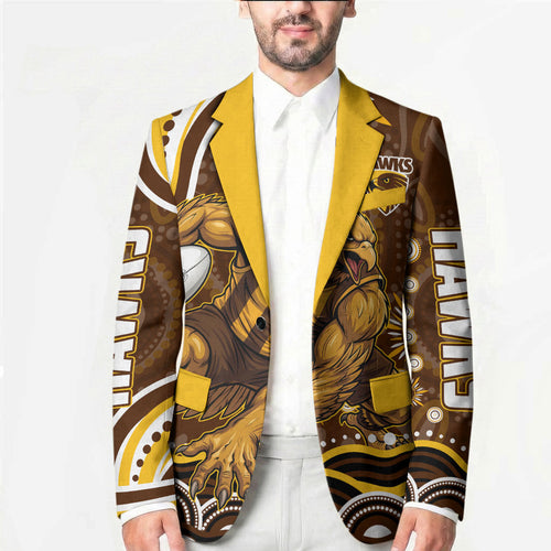 Personalized Hawthorn Hawks AFL Mascot Blazer Aboriginal Dot Art - Dreamtime Football Mascot