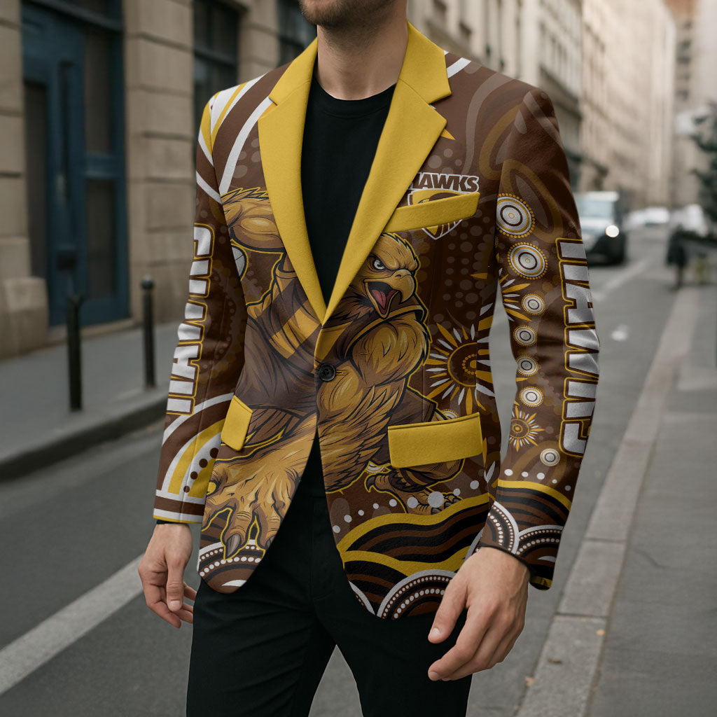 Personalized Hawthorn Hawks AFL Mascot Blazer Aboriginal Dot Art - Dreamtime Football Mascot