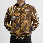 Personalized Hawthorn Hawks AFL Mascot Bomber Puffer Jacket Aboriginal Dot Art - Dreamtime Football Mascot