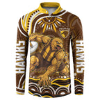 Personalized Hawthorn Hawks AFL Mascot Button Sweatshirt Aboriginal Dot Art - Dreamtime Football Mascot