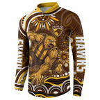 Personalized Hawthorn Hawks AFL Mascot Button Sweatshirt Aboriginal Dot Art - Dreamtime Football Mascot
