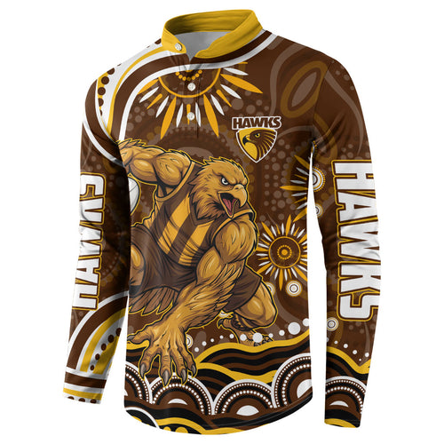 Personalized Hawthorn Hawks AFL Mascot Button Sweatshirt Aboriginal Dot Art - Dreamtime Football Mascot