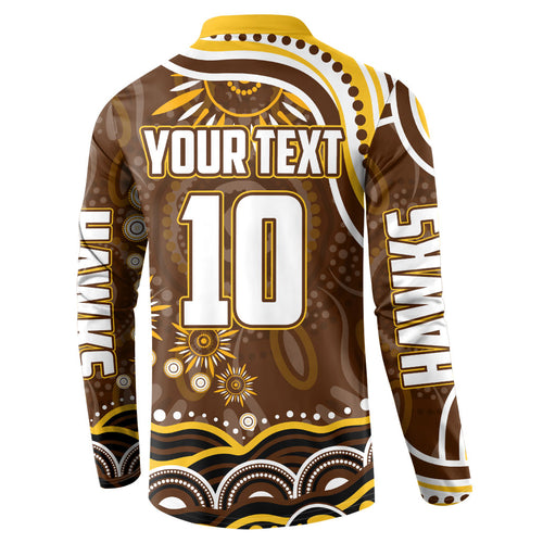 Personalized Hawthorn Hawks AFL Mascot Button Sweatshirt Aboriginal Dot Art - Dreamtime Football Mascot