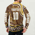 Personalized Hawthorn Hawks AFL Mascot Button Sweatshirt Aboriginal Dot Art - Dreamtime Football Mascot