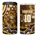 Personalized Hawthorn Hawks AFL Mascot 4 in 1 Can Cooler Tumbler Aboriginal Dot Art - Dreamtime Football Mascot