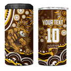 Personalized Hawthorn Hawks AFL Mascot 4 in 1 Can Cooler Tumbler Aboriginal Dot Art - Dreamtime Football Mascot