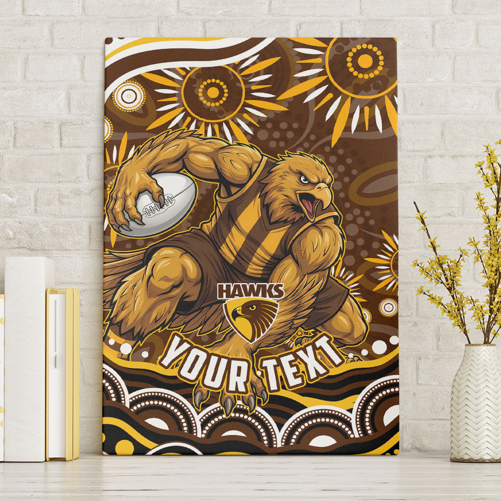 Personalized Hawthorn Hawks AFL Mascot Canvas Wall Art Aboriginal Dot Art - Dreamtime Football Mascot