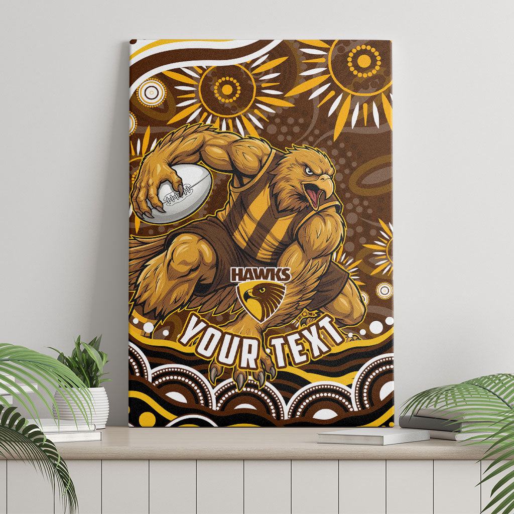 Personalized Hawthorn Hawks AFL Mascot Canvas Wall Art Aboriginal Dot Art - Dreamtime Football Mascot