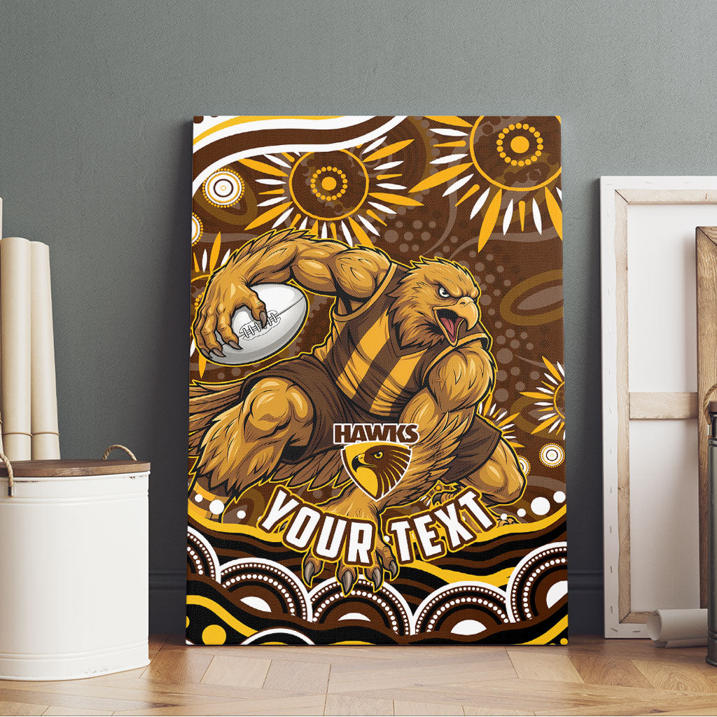 Personalized Hawthorn Hawks AFL Mascot Canvas Wall Art Aboriginal Dot Art - Dreamtime Football Mascot