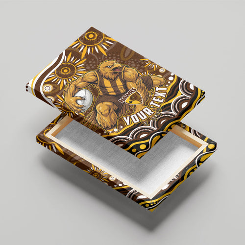 Personalized Hawthorn Hawks AFL Mascot Canvas Wall Art Aboriginal Dot Art - Dreamtime Football Mascot
