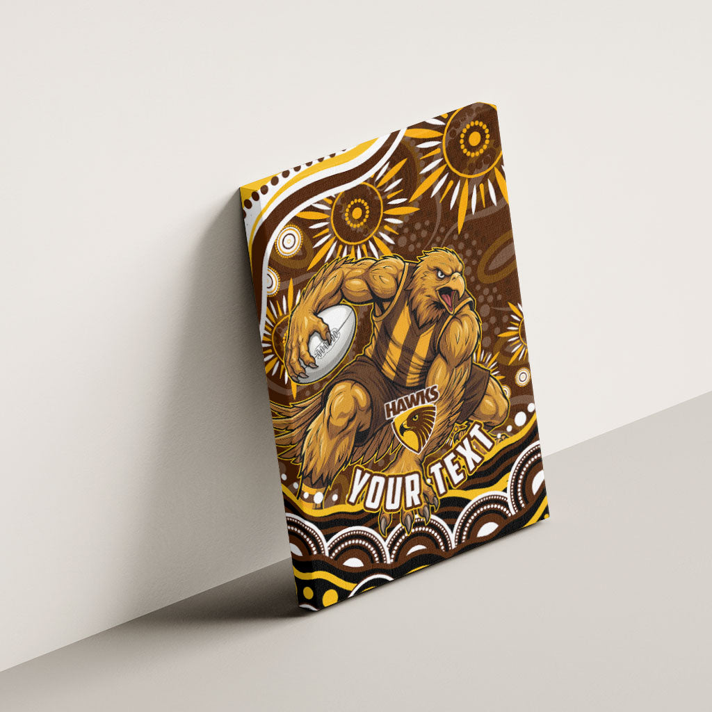 Personalized Hawthorn Hawks AFL Mascot Canvas Wall Art Aboriginal Dot Art - Dreamtime Football Mascot