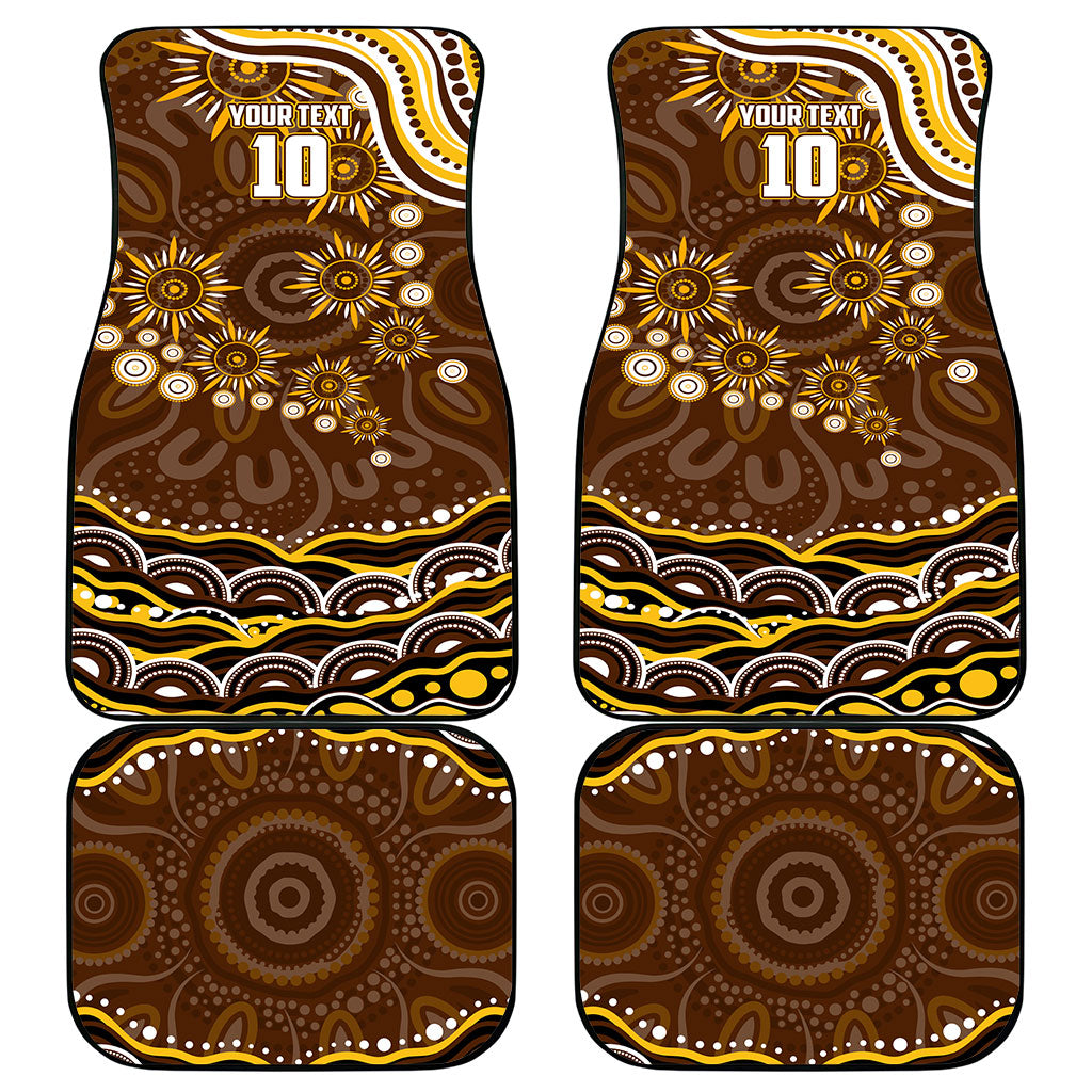 Personalized Hawthorn Hawks AFL Mascot Car Mats Aboriginal Dot Art - Dreamtime Football Mascot