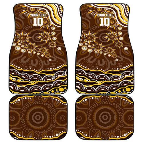 Personalized Hawthorn Hawks AFL Mascot Car Mats Aboriginal Dot Art - Dreamtime Football Mascot