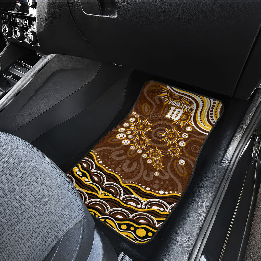 Personalized Hawthorn Hawks AFL Mascot Car Mats Aboriginal Dot Art - Dreamtime Football Mascot