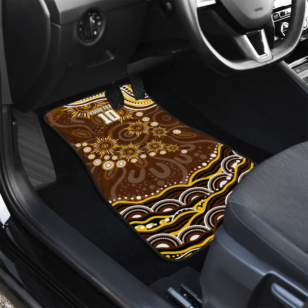 Personalized Hawthorn Hawks AFL Mascot Car Mats Aboriginal Dot Art - Dreamtime Football Mascot