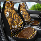 Personalized Hawthorn Hawks AFL Mascot Car Seat Cover Aboriginal Dot Art - Dreamtime Football Mascot
