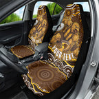 Personalized Hawthorn Hawks AFL Mascot Car Seat Cover Aboriginal Dot Art - Dreamtime Football Mascot