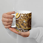 Personalized Hawthorn Hawks AFL Mascot Ceramic Mug Aboriginal Dot Art - Dreamtime Football Mascot
