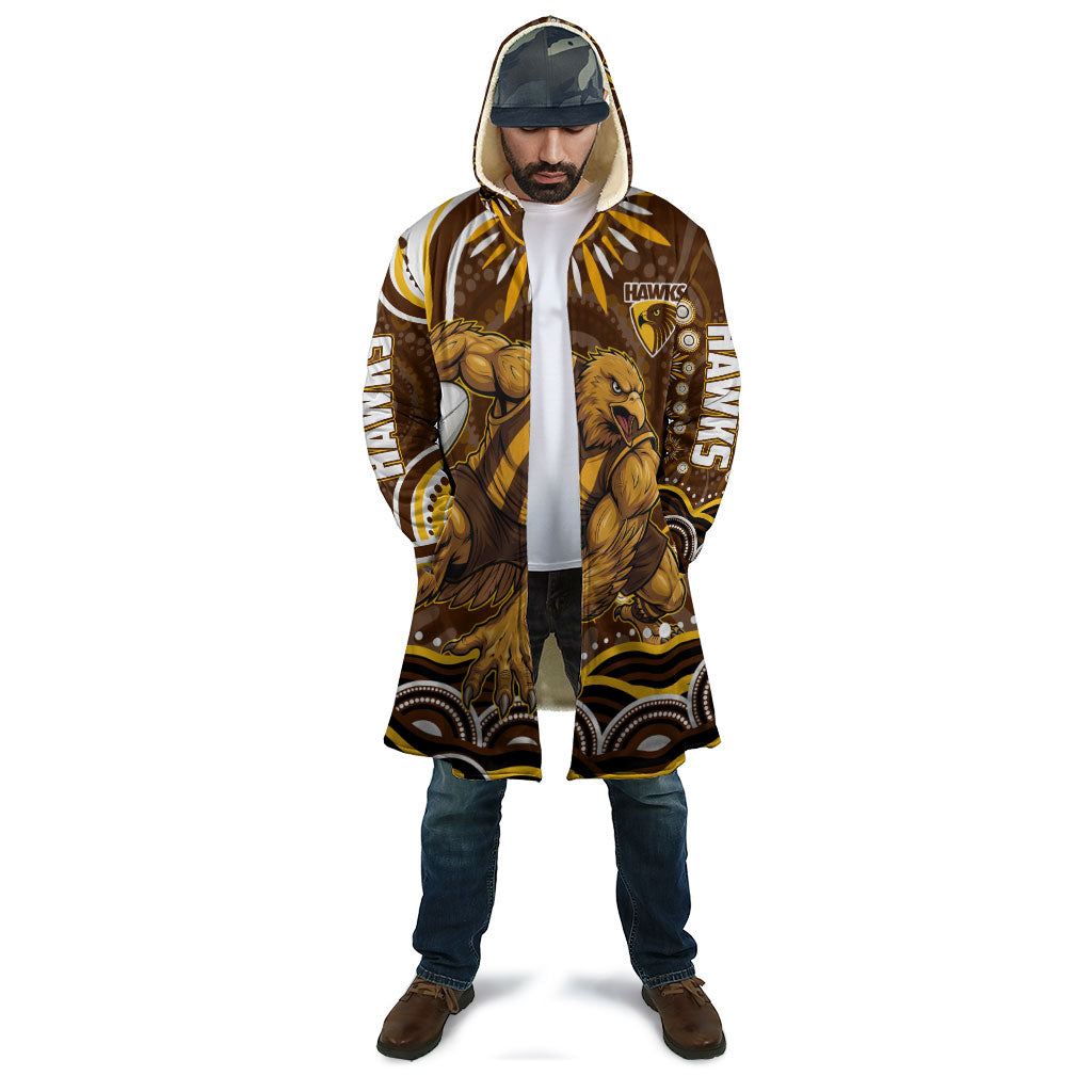Personalized Hawthorn Hawks AFL Mascot Cloak Aboriginal Dot Art - Dreamtime Football Mascot