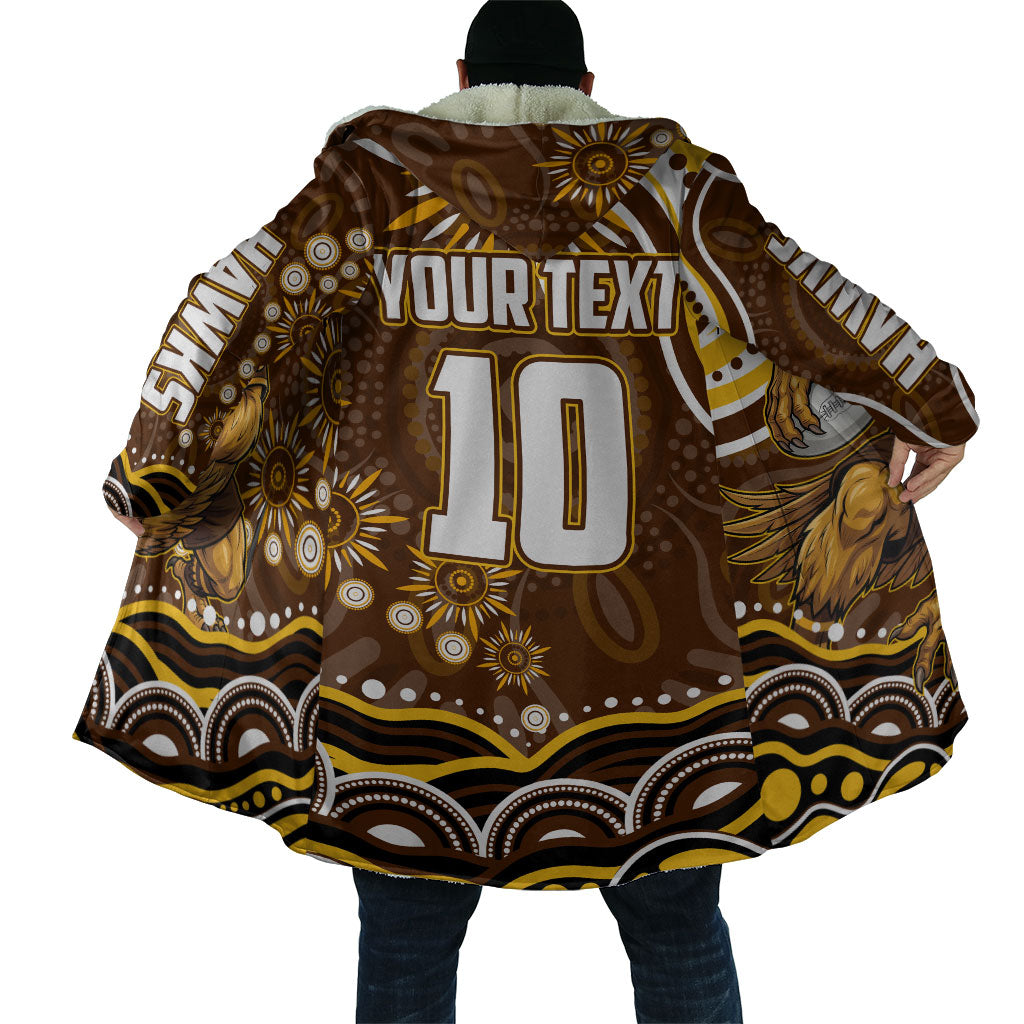 Personalized Hawthorn Hawks AFL Mascot Cloak Aboriginal Dot Art - Dreamtime Football Mascot
